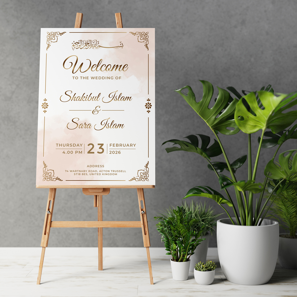 Home 2 Gold-and-Pink-Wedding-Welcome-Board-–-Custom-Design-in-A4,-A3,-A2